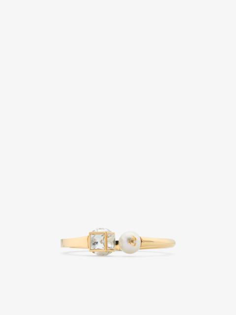 JIMMY CHOO JC Pearl Cube Cuff Large Gold Finish Metal JC Pearl Cube Cuff Bracelet with Crystals