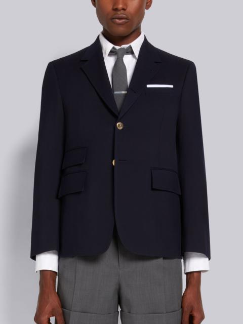 Navy Wool Pique Suiting Single Vent Jacket