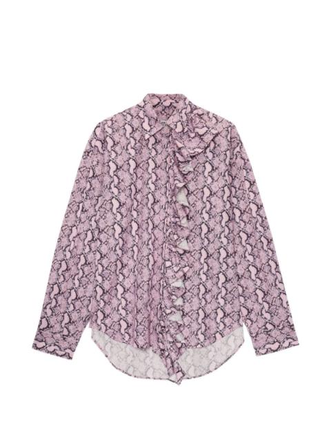 MSGM ruffled snake print shirt