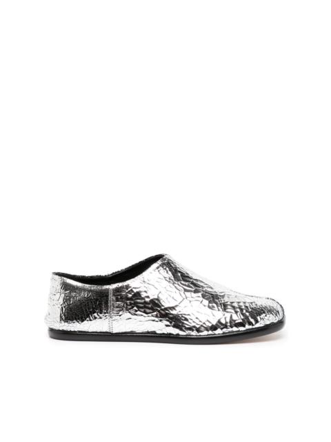 metallic-finish tabi-toe loafers