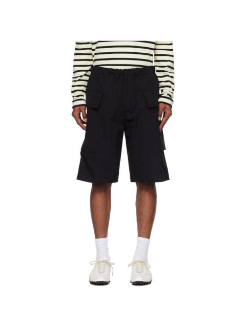 Black Embroidered Logo Cargo Shorts