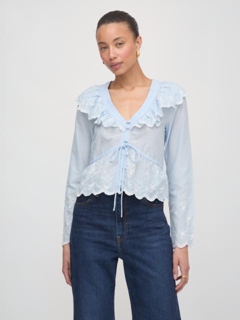 Hill House Home The Zoya Top - Powder Blue with White Embroidery