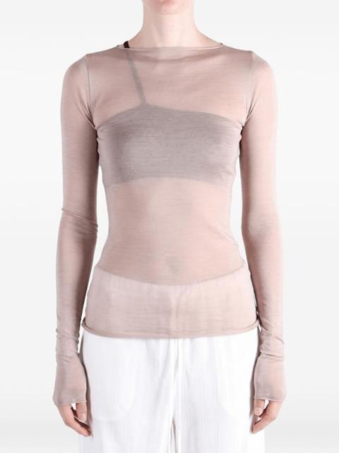 Rick Owens semi-sheer long-sleeve top