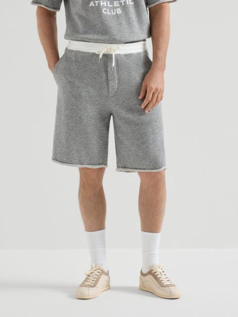 Brunello Cucinelli Cotton and linen mélange French terry Bermuda shorts with logo