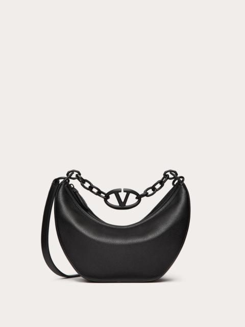 VLOGO MOON SMALL HOBO BAG IN GRAINY CALFSKIN WITH CHAIN