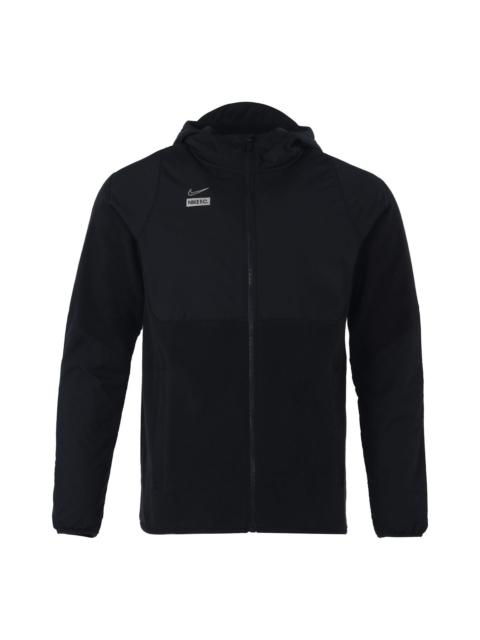 Nike 남자 나이키 단단한 색깔 지퍼 두건 사려깊은 로고 인쇄 재킷 가을 검정 DM1296-010