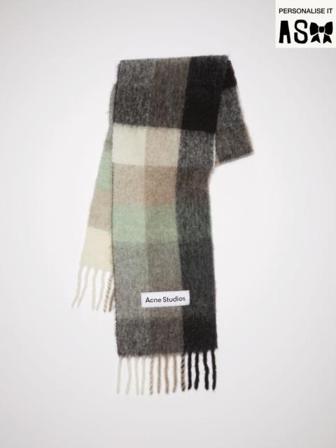 Acne Studios Mohair checked scarf - Green/grey/black