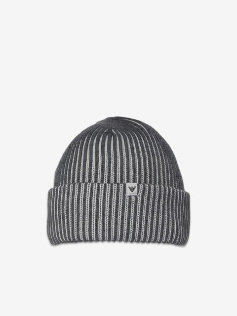 EMPORIO ARMANI ribbed-knit beanie hat