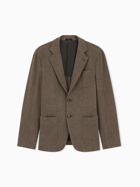 GIORGIO ARMANI SINGLE-BREASTED UPTON JACKET IN WOOL WITH CHEVRON MOTIF