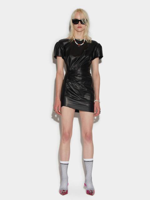 DSQUARED2 LEATHER SHORTSLEEVES MINI DRESS