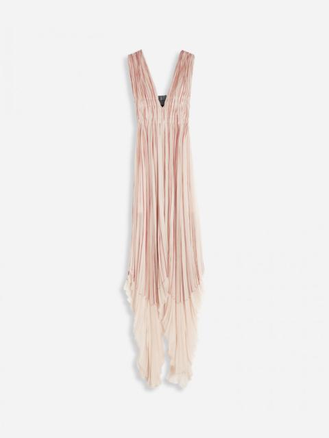 Lanvin LONG PLEATED DRESS WITH TROMPE L'OEIL PRINT
