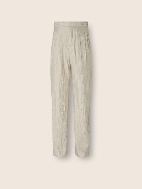 ZEGNA WHITE AND LIGHT GREY SILK PANTS
