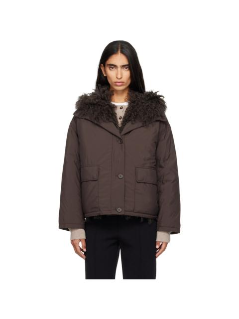 Yves Salomon Brown Short Down Jacket
