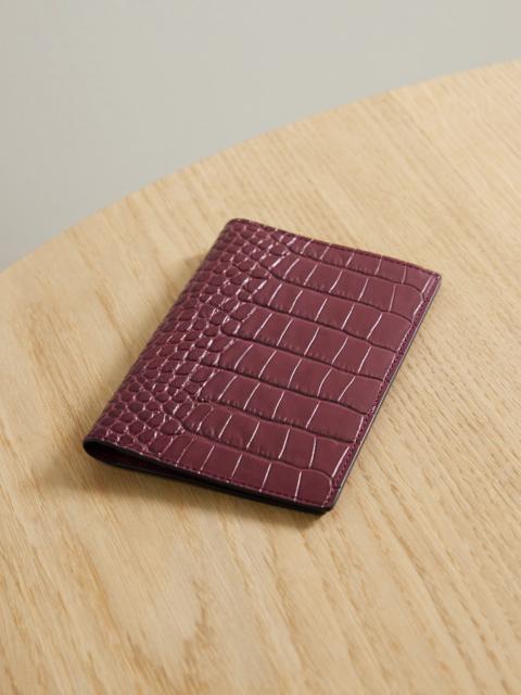 Smythson Mara Croc-effect Leather Passport Holder