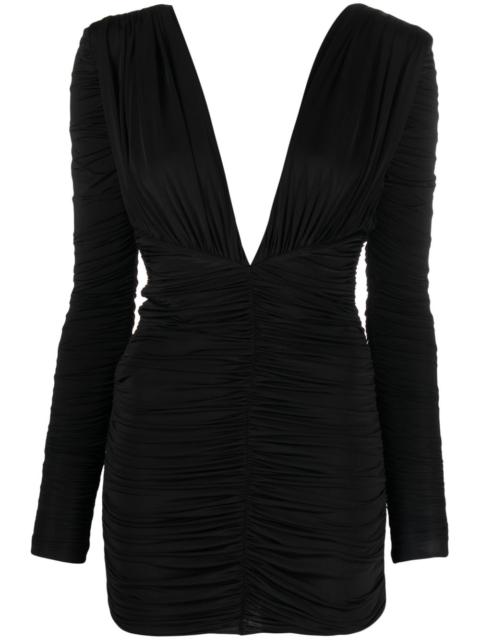 ALEX PERRY ruched plunge minidress