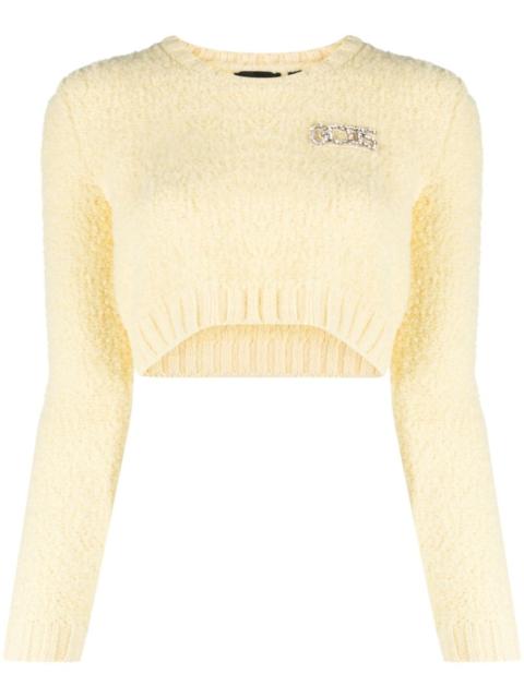 GCDS rhinestone-embellished bouclé cropped jumper