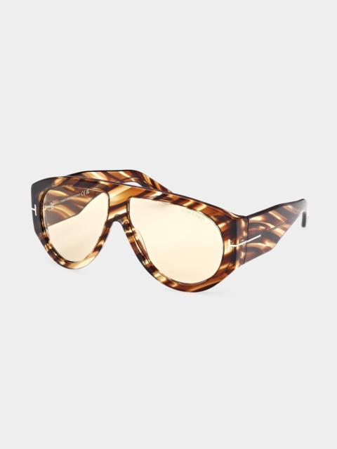 TOM FORD Patterned Round Acetate Sunglasses