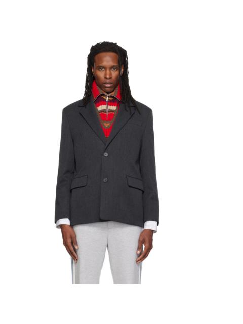 SOLID HOMME Gray Wool Tailored Blazer