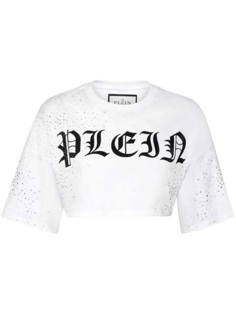 PHILIPP PLEIN crystal-embellished cropped T-shirt