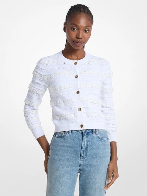 MICHAEL KORS Floral Embellished Stretch Knit Cardigan