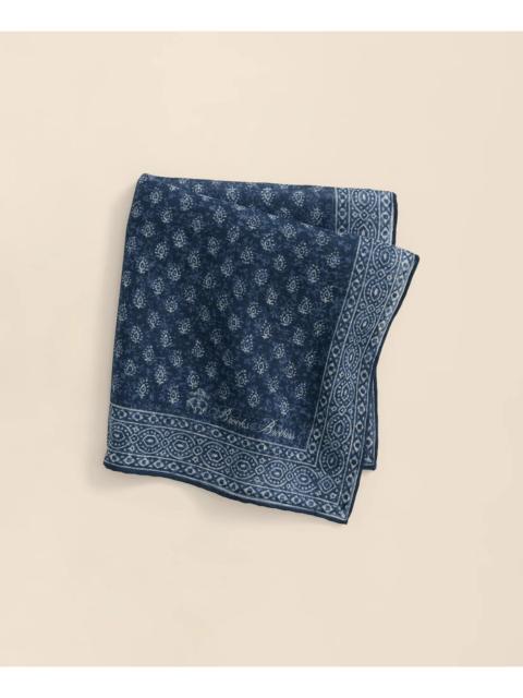 Brooks Brothers Batik Foulard Cotton-Linen Pocket Square