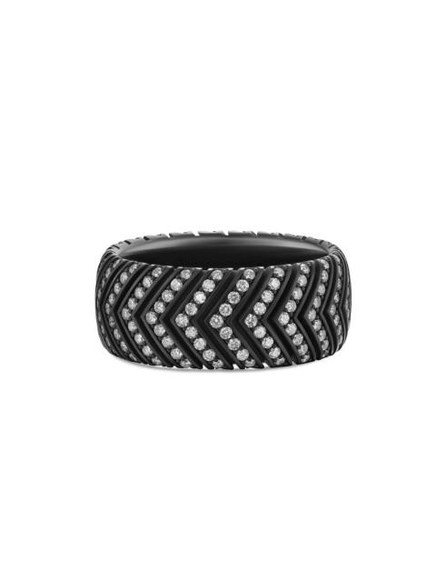 DAVID YURMAN Men's Chevron Band Ring in Black Titanium - Black Diamond