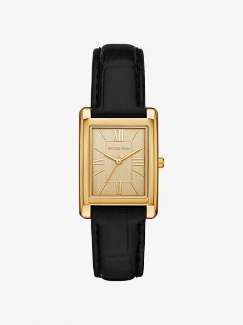 MICHAEL KORS Essex Gold-Tone and Crocodile Embossed Leather Watch