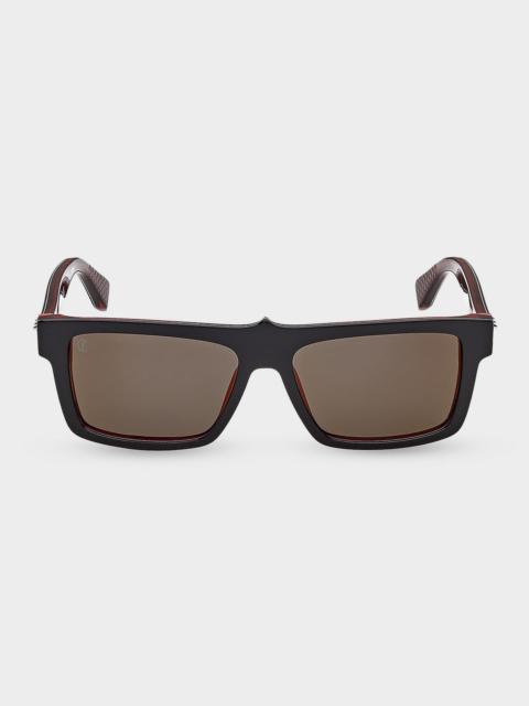 Christian Louboutin Men's Temple-Spike Acetate Rectangle Sunglasses