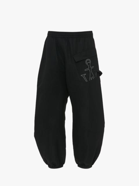 TWISTED JOGGERS WITH ANCHOR LOGO PRINT