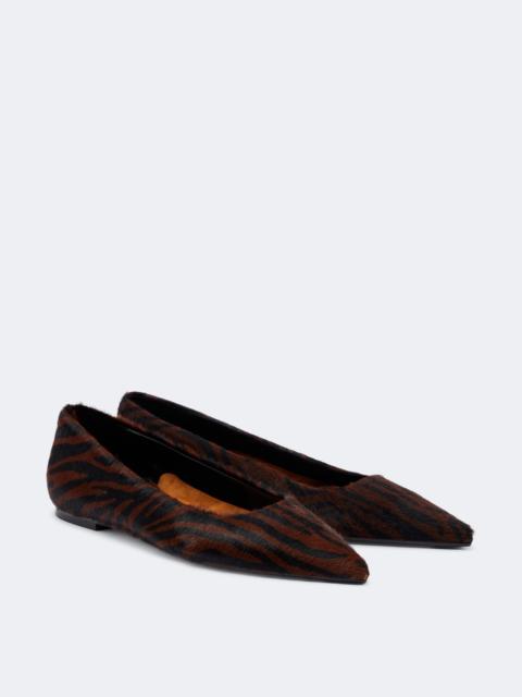 Aeyde Cassy zebra-print calf hair ballet flats