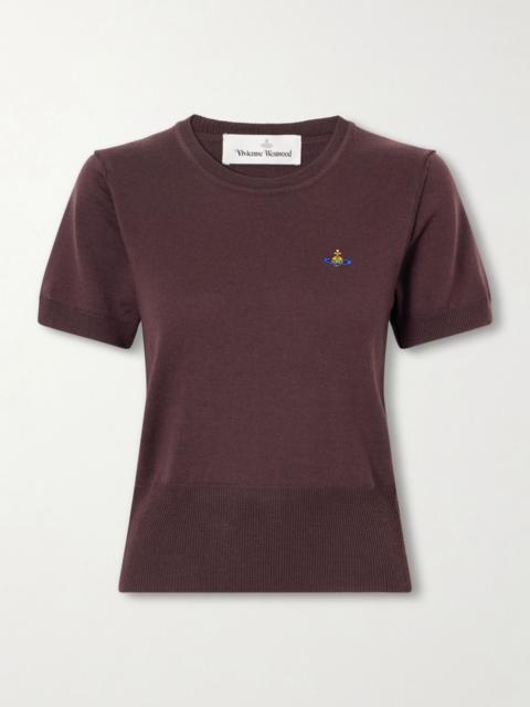 Vivienne Westwood Bea logo-embroidered wool t-shirt Chocolate