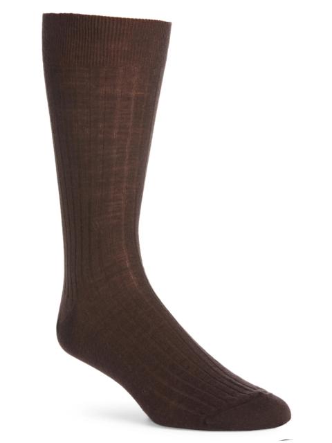 Canali Ribbed Wool Blend Dress Socks