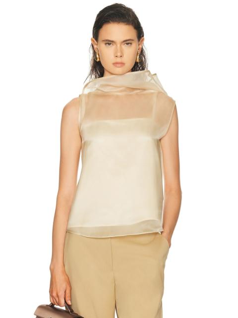 SEV High Neck Organza and Satin Lining Colum Top