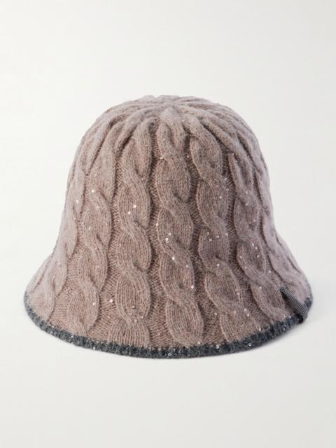 Brunello Cucinelli Embellished cable-knit bucket hat Light brown