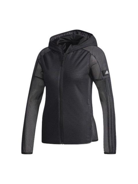 adidas (WMNS) adidas Sports Hollow Out Mesh hooded Jacket Black CV5489
