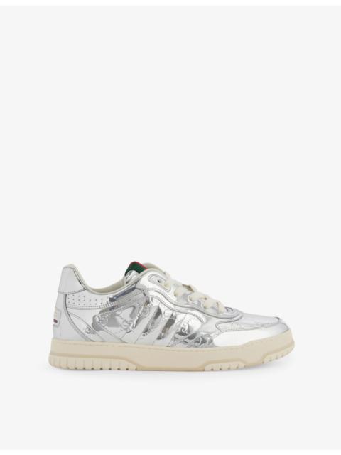 GUCCI Re-web Mirror leather low-top trainers