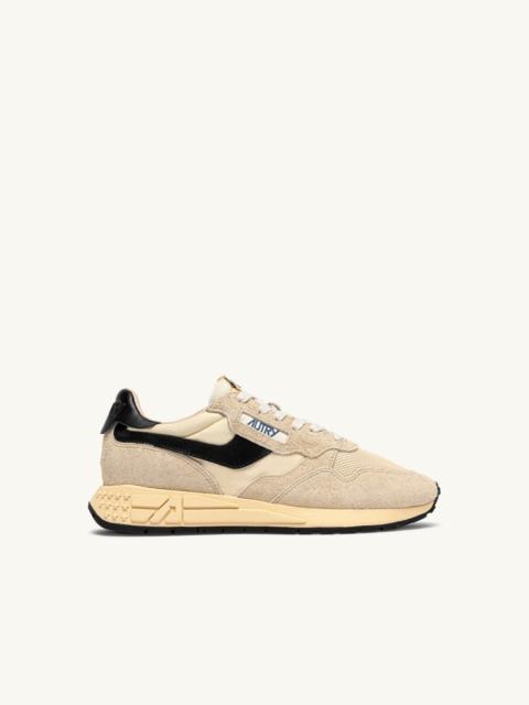 AUTRY REELWIND LOW SNEAKERS IN ECRU AND BLACK NYLON AND SUEDE