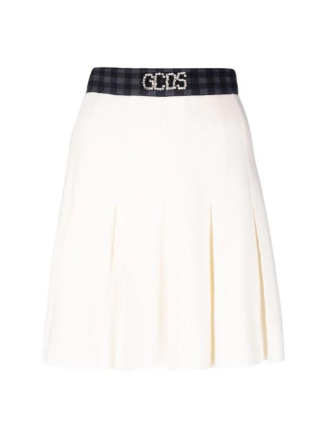 GCDS embellished logo-waistband skirt