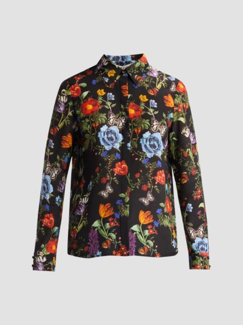 Alice + Olivia Women's Willa Floral Silk Button-Front Blouse - Moonlit Manor