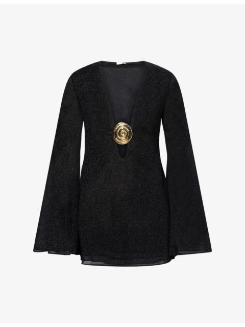 Oséree Lumiere Spiral Metallic-Knit Kaftan