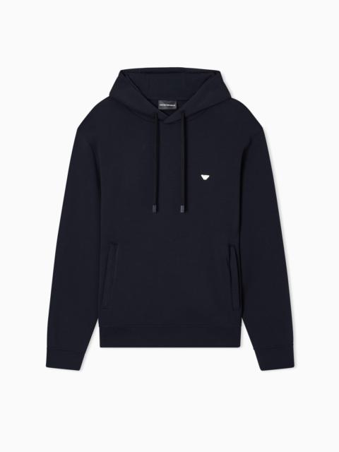 EMPORIO ARMANI DOUBLE-JERSEY HOODED SWEATSHIRT WITH EMBROIDERED MICRO EAGLE LOGO