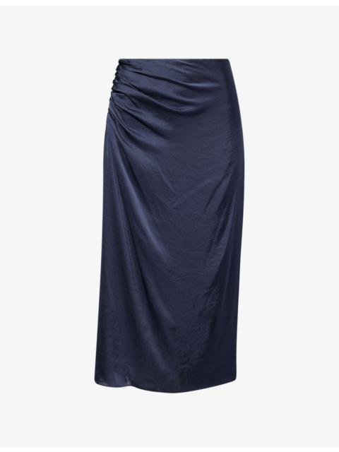 Ruched Regular-Fit Woven Midi Skirt