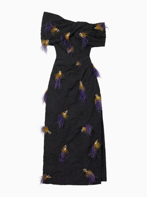 ULLA JOHNSON Violeta Off the Shoulder Dress with Embellishment