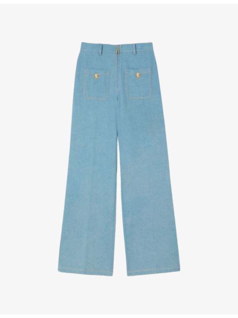 Sandro Faded Wide-Leg Denim Jeans