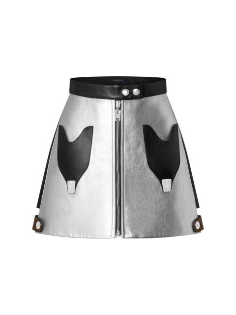 Louis Vuitton Graphic Accent Silver Calfskin Mini Skirt