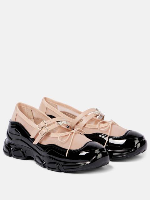Simone Rocha Tracker leather-trimmed Mary Jane flats