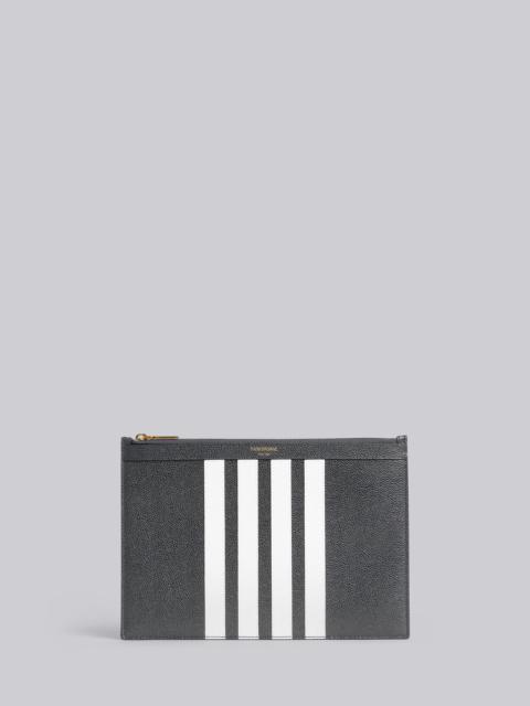 Thom Browne Dark Grey Pebbled Calfskin 4-Bar Applique Small Document Holder