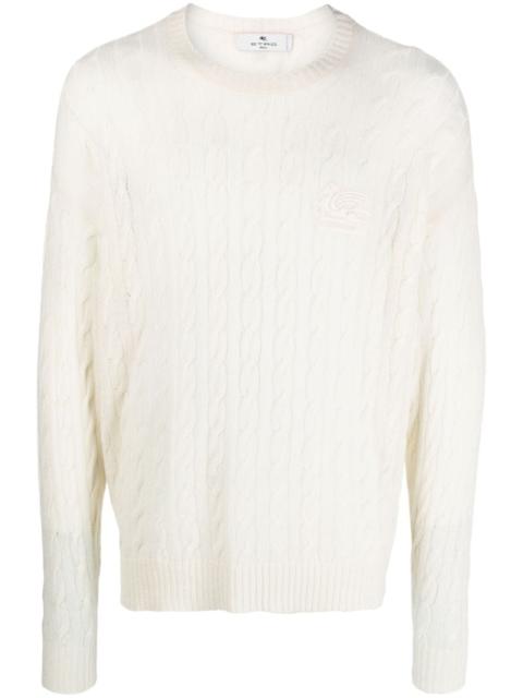 Pegaso-motif cable-knit jumper