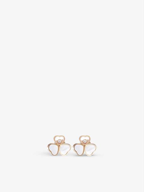 Chopard Happy Hearts Wings 18ct rose-gold, 0.1ct brilliant-cut diamond and mother-of-pearl earrings