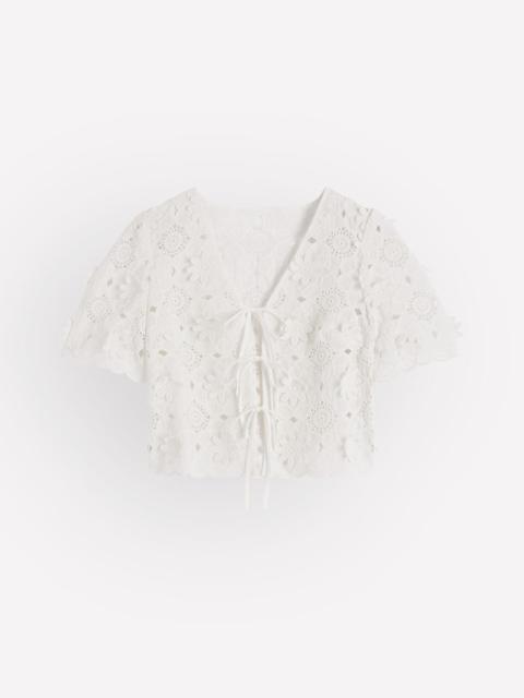 BODEN Tie Front Lace Top-White